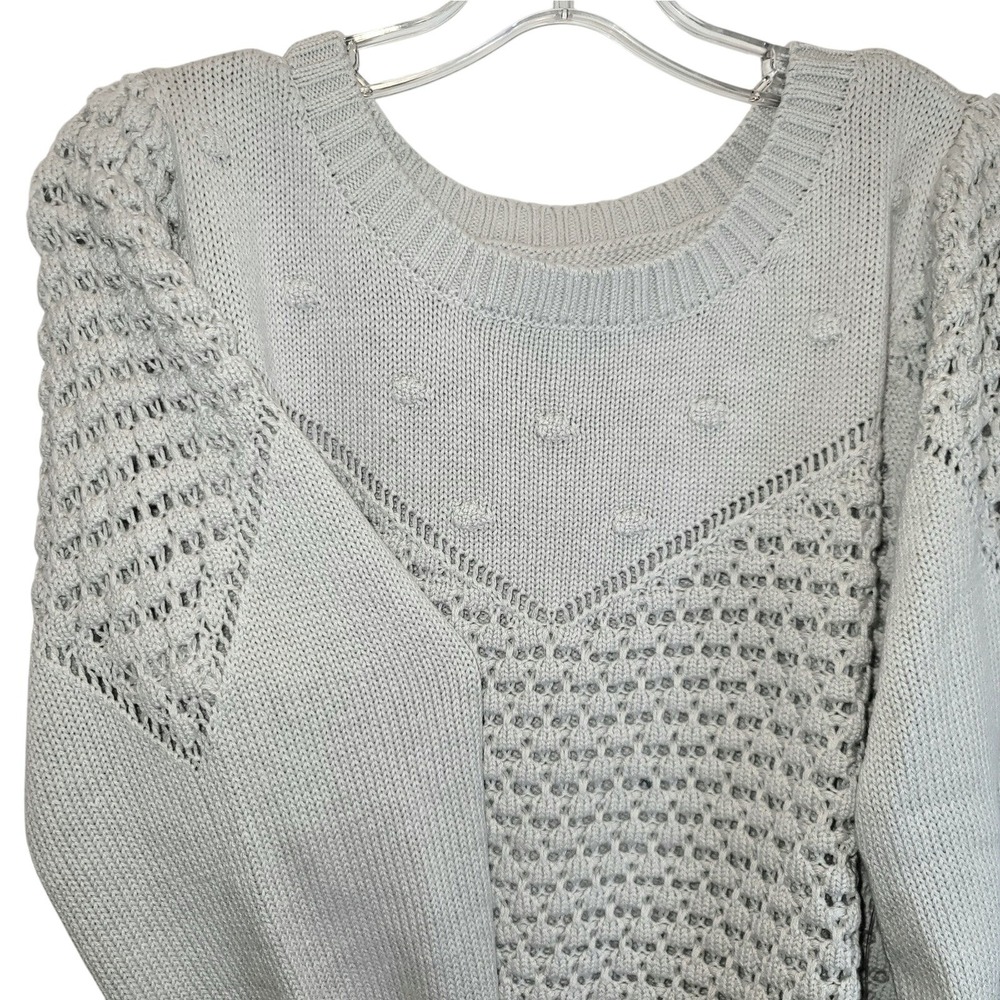 Lucky Brand Textured Dot Sweater Womens Pullover Crewneck Sweater Sz XL‎ Gray - Picture 6 of 14